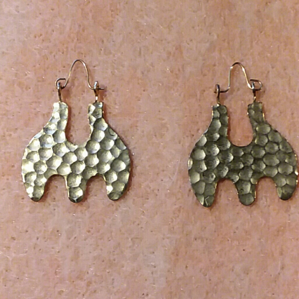 Gold abstract hoop earrings